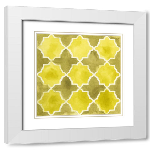 Watercolor Tiles VIII White Modern Wood Framed Art Print with Double Matting by Vess, June Erica