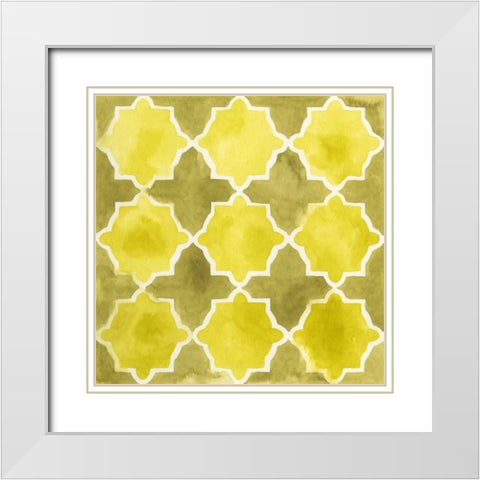 Watercolor Tiles VIII White Modern Wood Framed Art Print with Double Matting by Vess, June Erica