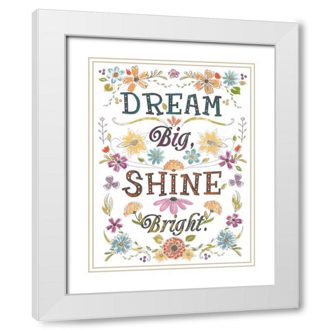 Happy Sentiments I White Modern Wood Framed Art Print with Double Matting by Vess, June Erica