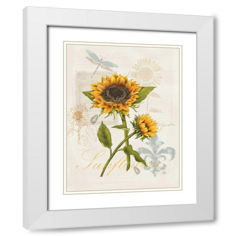 Romantic Sunflower II White Modern Wood Framed Art Print with Double Matting by Reynolds, Jade