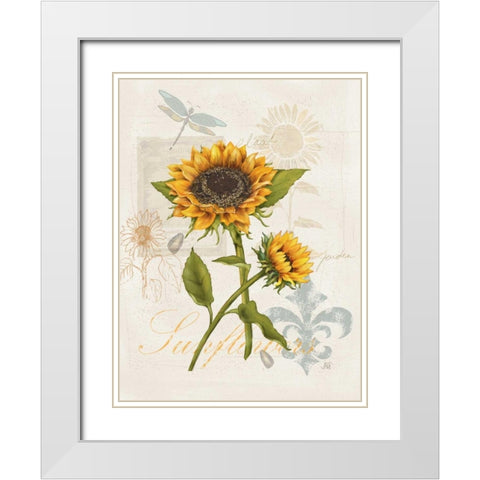 Romantic Sunflower II White Modern Wood Framed Art Print with Double Matting by Reynolds, Jade
