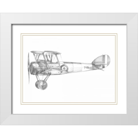 Technical Flight V White Modern Wood Framed Art Print with Double Matting by Harper, Ethan