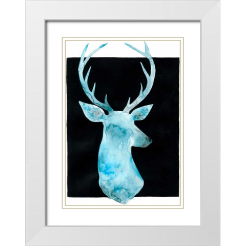 White Tail Bust I White Modern Wood Framed Art Print with Double Matting by Popp, Grace