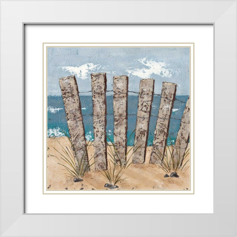Beach Scene Triptych I White Modern Wood Framed Art Print with Double Matting by Reynolds, Jade