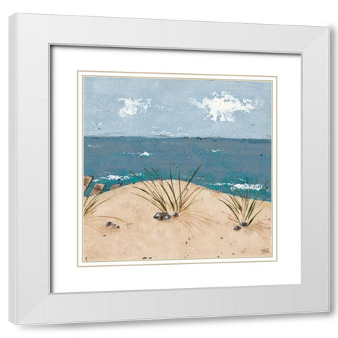 Beach Scene Triptych III White Modern Wood Framed Art Print with Double Matting by Reynolds, Jade