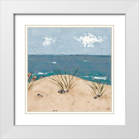 Beach Scene Triptych III White Modern Wood Framed Art Print with Double Matting by Reynolds, Jade