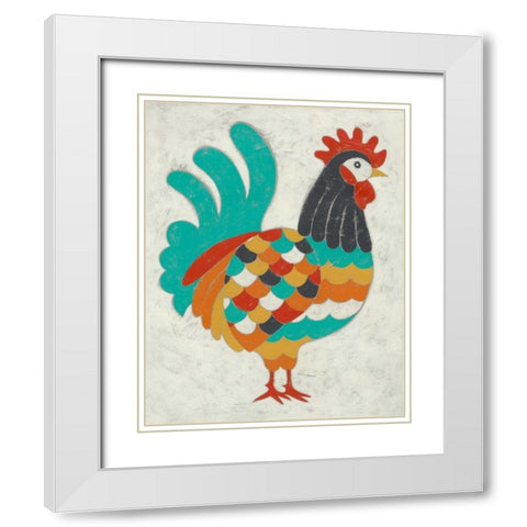 Country Chickens I White Modern Wood Framed Art Print with Double Matting by Zarris, Chariklia