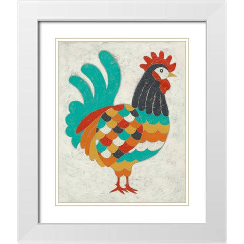 Country Chickens I White Modern Wood Framed Art Print with Double Matting by Zarris, Chariklia