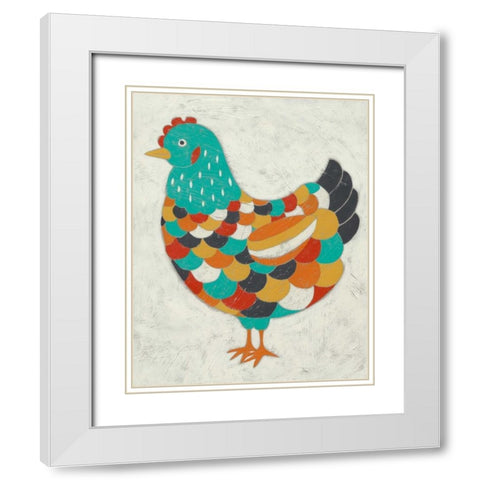 Country Chickens II White Modern Wood Framed Art Print with Double Matting by Zarris, Chariklia