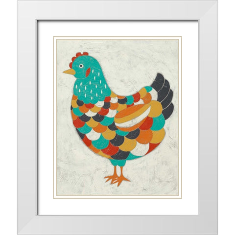 Country Chickens II White Modern Wood Framed Art Print with Double Matting by Zarris, Chariklia