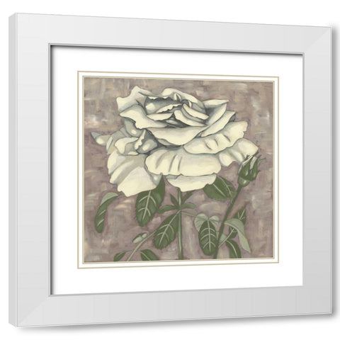 Silver Rose I White Modern Wood Framed Art Print with Double Matting by Zarris, Chariklia