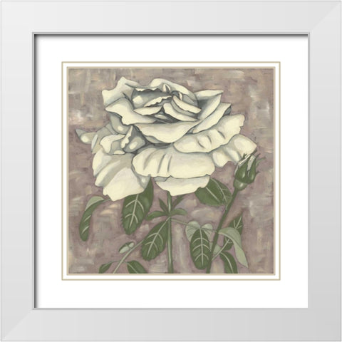 Silver Rose I White Modern Wood Framed Art Print with Double Matting by Zarris, Chariklia