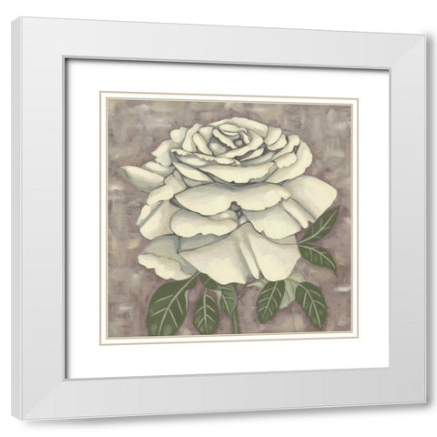 Silver Rose II White Modern Wood Framed Art Print with Double Matting by Zarris, Chariklia