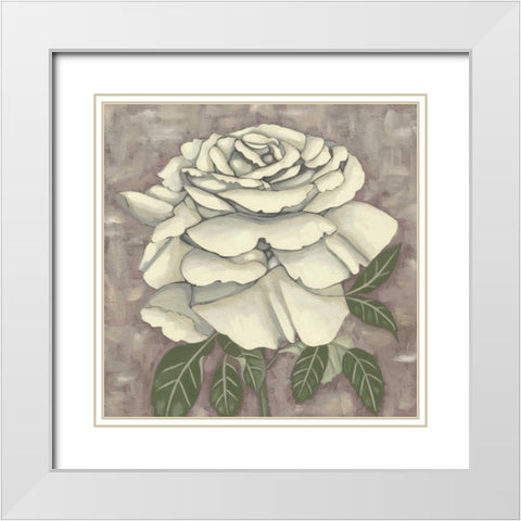 Silver Rose II White Modern Wood Framed Art Print with Double Matting by Zarris, Chariklia