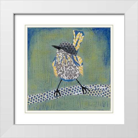 Patchwork Wren I White Modern Wood Framed Art Print with Double Matting by Popp, Grace