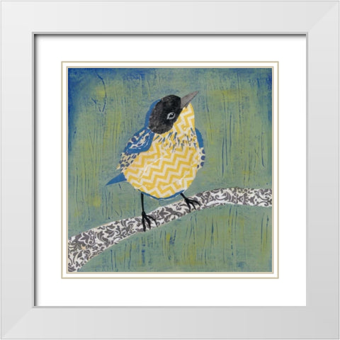 Patchwork Wren II White Modern Wood Framed Art Print with Double Matting by Popp, Grace