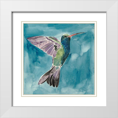 Watercolor Hummingbird I White Modern Wood Framed Art Print with Double Matting by Popp, Grace