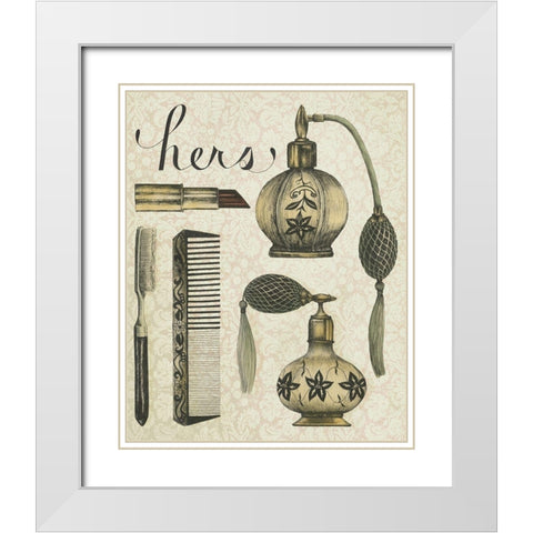 2-Up Antique Toilette III White Modern Wood Framed Art Print with Double Matting by Popp, Grace