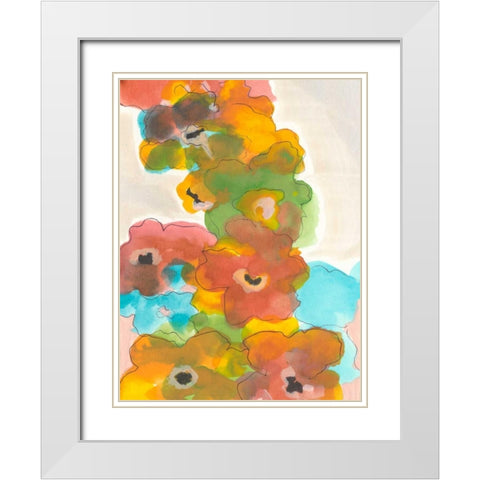 Floral Cascade I White Modern Wood Framed Art Print with Double Matting by Fuchs, Jodi