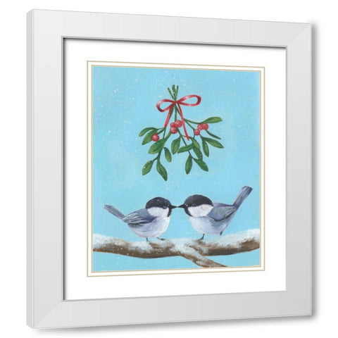 Chickadee Christmas I 2-Up White Modern Wood Framed Art Print with Double Matting by Popp, Grace