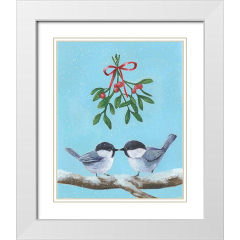 Chickadee Christmas I 2-Up White Modern Wood Framed Art Print with Double Matting by Popp, Grace