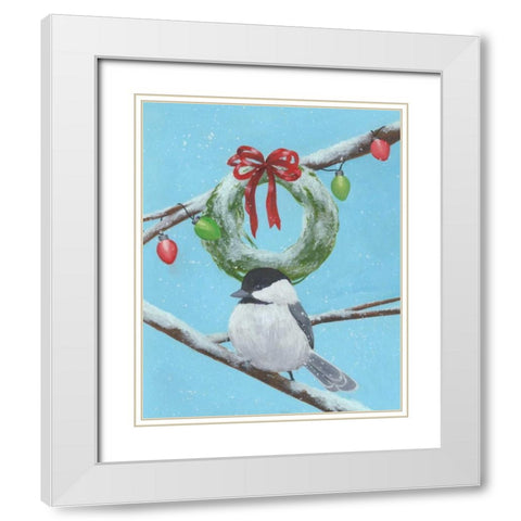 Chickadee Christmas III 2-Up White Modern Wood Framed Art Print with Double Matting by Popp, Grace