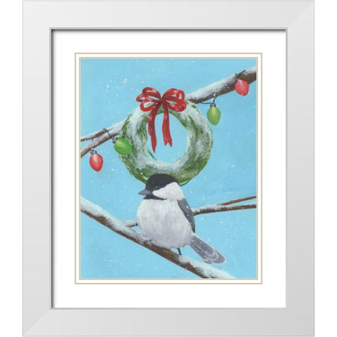 Chickadee Christmas III 2-Up White Modern Wood Framed Art Print with Double Matting by Popp, Grace