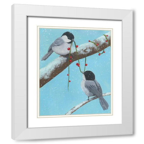 Chickadee Christmas IV 2-Up White Modern Wood Framed Art Print with Double Matting by Popp, Grace