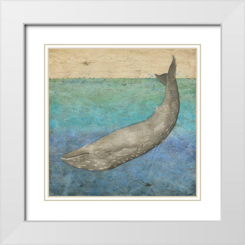 Diving Whale I White Modern Wood Framed Art Print with Double Matting by Meagher, Megan