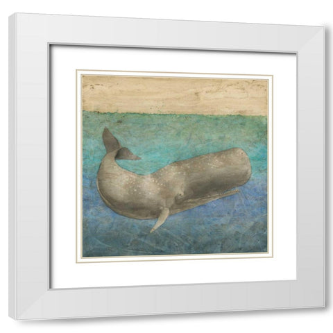Diving Whale II White Modern Wood Framed Art Print with Double Matting by Meagher, Megan