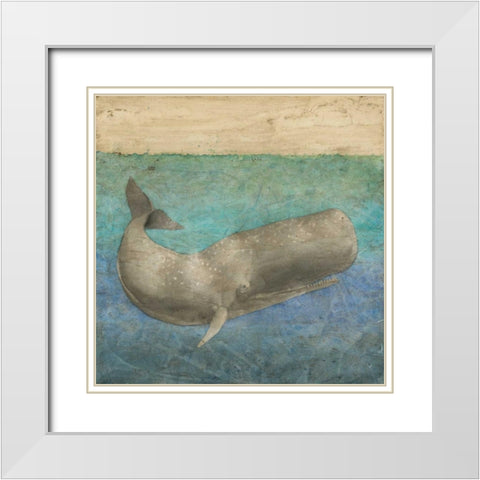 Diving Whale II White Modern Wood Framed Art Print with Double Matting by Meagher, Megan
