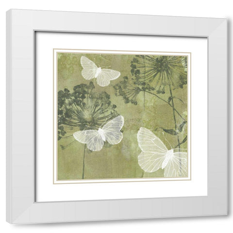 Dandelion and Wings I White Modern Wood Framed Art Print with Double Matting by Goldberger, Jennifer