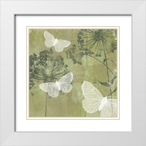 Dandelion and Wings I White Modern Wood Framed Art Print with Double Matting by Goldberger, Jennifer