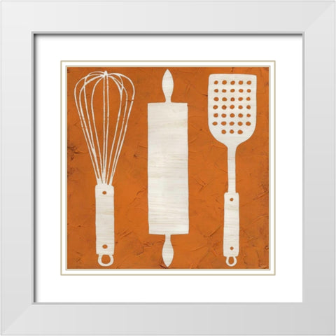 Kitchen Kitsch II White Modern Wood Framed Art Print with Double Matting by Vess, June Erica