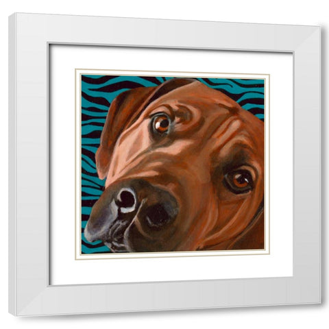 Dlynns Dogs - Bunsen White Modern Wood Framed Art Print with Double Matting by Roll, Dylnn