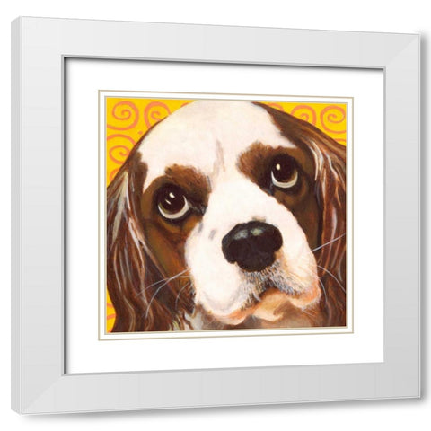 Dlynns Dogs - Charlie White Modern Wood Framed Art Print with Double Matting by Roll, Dylnn