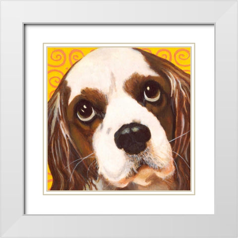 Dlynns Dogs - Charlie White Modern Wood Framed Art Print with Double Matting by Roll, Dylnn