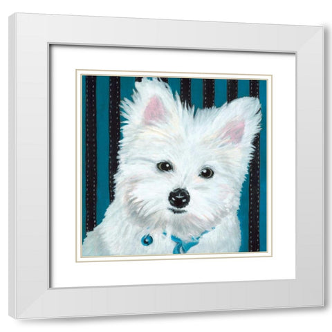 Dlynns Dogs - Paris White Modern Wood Framed Art Print with Double Matting by Roll, Dylnn