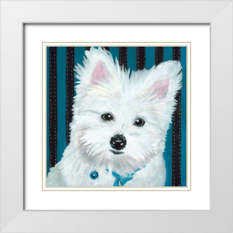 Dlynns Dogs - Paris White Modern Wood Framed Art Print with Double Matting by Roll, Dylnn