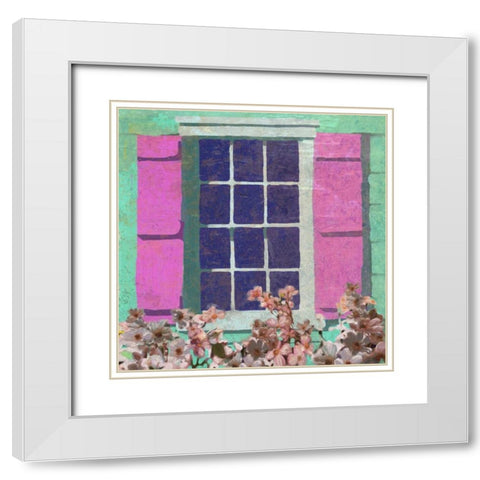 Window Floral II White Modern Wood Framed Art Print with Double Matting by Novak, Rick