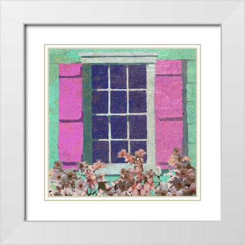 Window Floral II White Modern Wood Framed Art Print with Double Matting by Novak, Rick