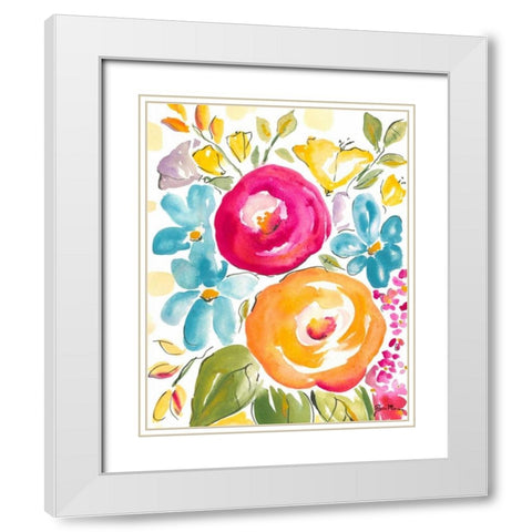 Flower Delight I White Modern Wood Framed Art Print with Double Matting by Minasian, Julia