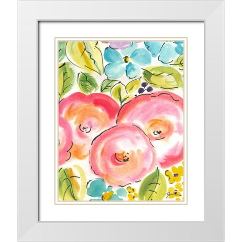 Flower Delight III White Modern Wood Framed Art Print with Double Matting by Minasian, Julia