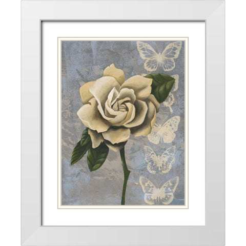 Blissful Gardenia I White Modern Wood Framed Art Print with Double Matting by Popp, Grace