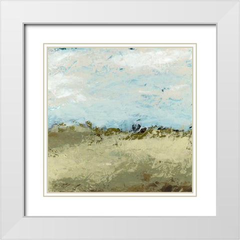 Green Fields I White Modern Wood Framed Art Print with Double Matting by Vess, June Erica