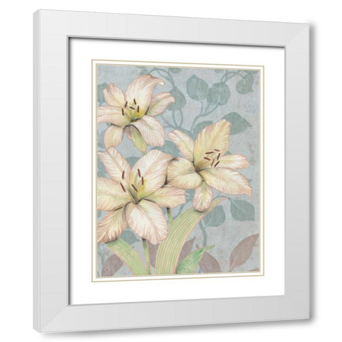 Trois Fleurs I White Modern Wood Framed Art Print with Double Matting by OToole, Tim