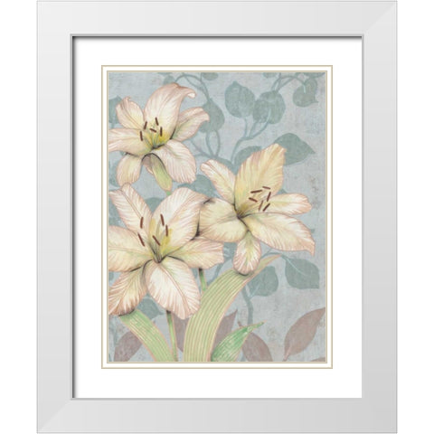 Trois Fleurs I White Modern Wood Framed Art Print with Double Matting by OToole, Tim