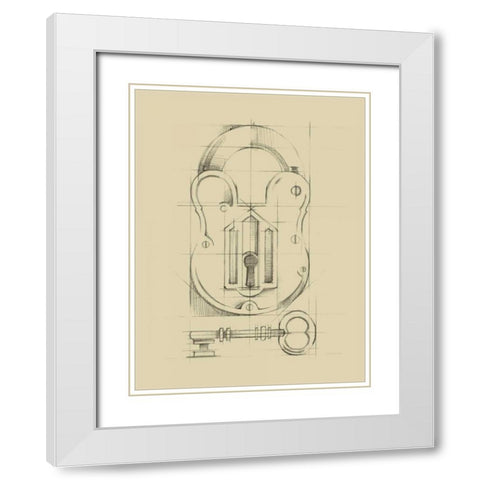 Vintage Padlock II White Modern Wood Framed Art Print with Double Matting by Harper, Ethan