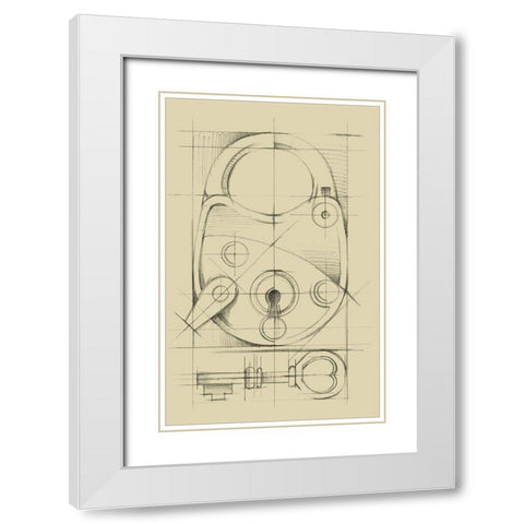 Vintage Padlock IV White Modern Wood Framed Art Print with Double Matting by Ethan Harper