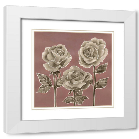 Marsala Roses I White Modern Wood Framed Art Print with Double Matting by Popp, Grace